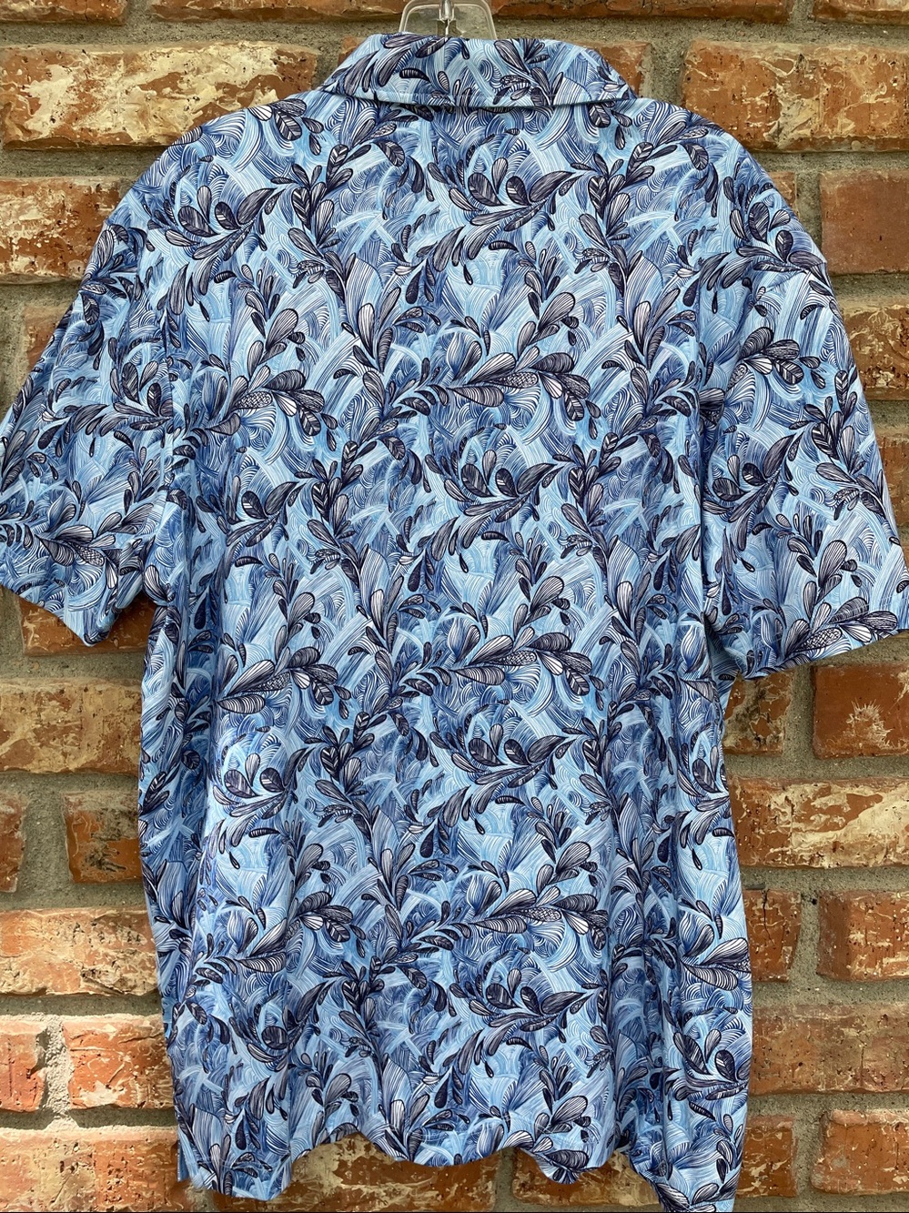 Visconti Black -Leaf-Print Short Sleeve Polo Men’s Shirt - Picture 5 of 6
